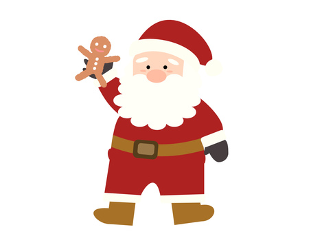 サンタクロース⑤ジンジャーブレッドマン サンタさん,サンタクロース,ジンジャークッキー,ジンジャーブレッドマン,クッキー,持つ,クリスマス,クリスマスイブ,12月,帽子のイラスト素材