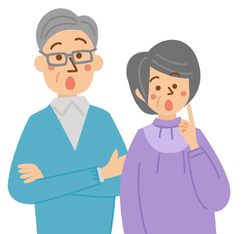 驚く老夫婦 驚く,びっくり,表情,かわいい,人物,カラー,おじいさん,おばあさん,祖父,祖母のイラスト素材