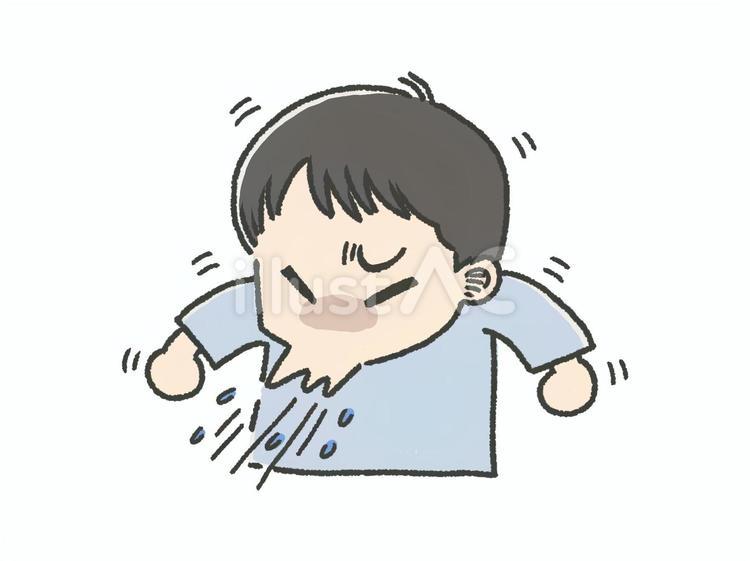 くしゃみをする男の子_3 くしゃみ,男の子,咳エチケットのイラスト素材