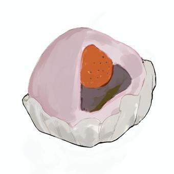 いちご大福 いちご大福,おやつ,和菓子,スイーツ,苺,食べ物,もち,あんこのイラスト素材