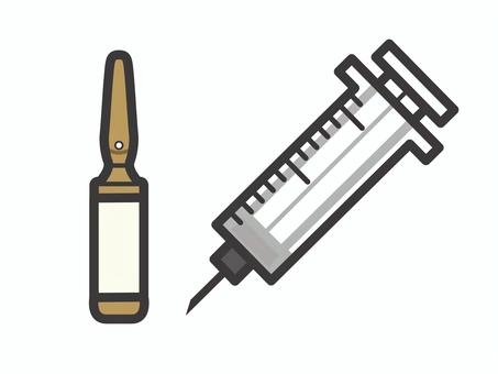 注射器とアンプル１個セット01 アンプル,注射,注射器,予防接種,医療,アイコン,マーク,シンプルのイラスト素材