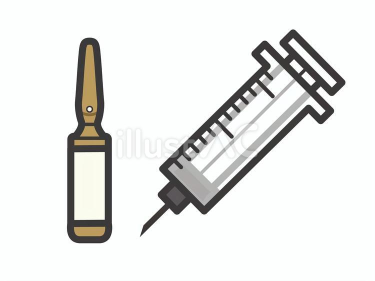 注射器とアンプル１個セット01 アンプル,注射,注射器のイラスト素材
