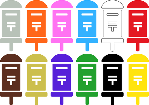 ピクトグラムの丸型ポストです。 ピクトグラム,ポスト,シンプル,レトロ,日本,公共施設,郵便,屋外,旧型,ノスタルジックのイラスト素材