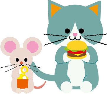猫とネズミ 猫とネズミ 猫,ネズミ,かわいいのイラスト素材