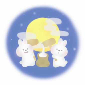 Illustration, moon viewing, the moon viewing, full night, 