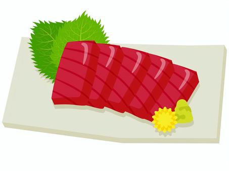 まぐろの赤身のお刺身 刺身,まぐろ,赤身,生物,魚,魚介類,和食,居酒屋,紫蘇,青紫蘇のイラスト素材