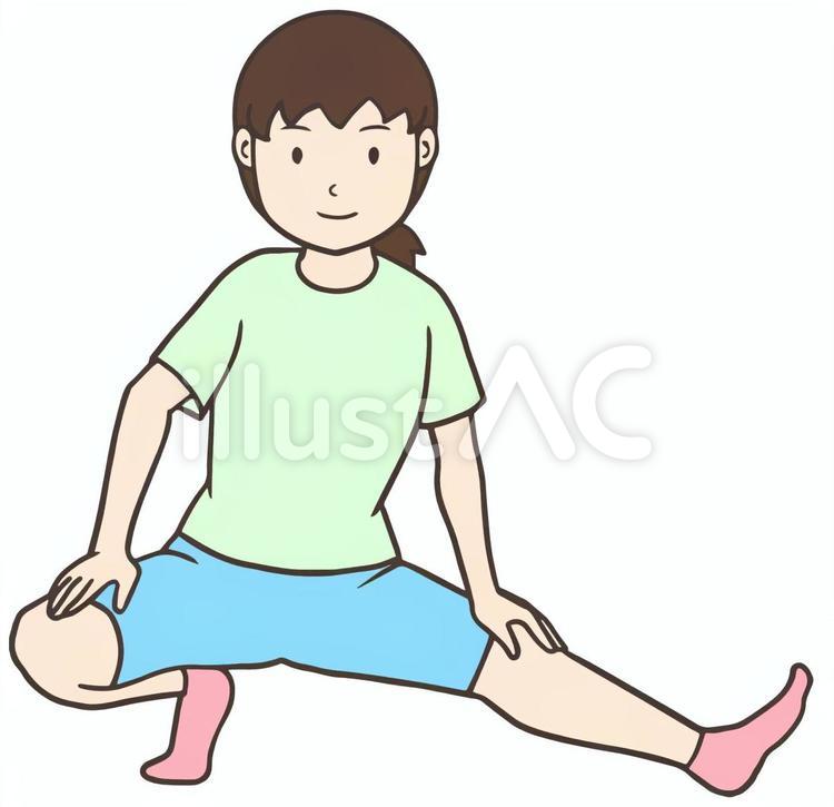 準備体操で伸脚してストレッチをする女性 伸脚,体操,屈伸のイラスト素材