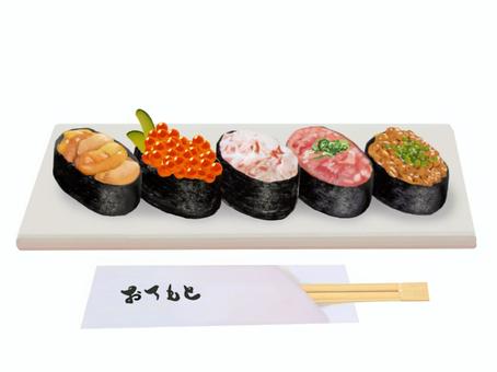 軍艦巻き(4)箸あり 軍艦巻き(4)箸あり 軍艦巻き,箸,寿司,巻寿司,和食,江戸前,食べ物,トロ,マグロ,うにのイラスト素材