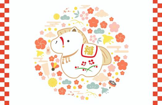 2026年お正月に使えるイラスト背景　3 午年,午,2026,2026年,馬,馬年,年賀状,お正月,１月,冬のイラスト素材