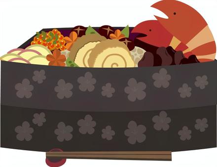 正月　おせち料理 正月,おせち,お節料理,行事食,食べ物,年賀状,年賀イラスト,１月,冬のイラスト素材