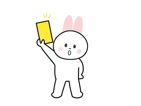イエローカードを出すかわいいうさぎ イエローカードを出すかわいいうさぎ イエローカード,注意,審判のイラスト素材