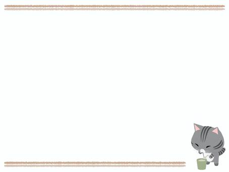 ゴミを捨てるさばとら猫（フレーム） ゴミ,猫,さばとら,動物,かわいい,捨てる,フレームのイラスト素材