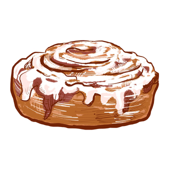 パン_線はっきり_カラー_シナモンロール シナモンロール,パン,ベーカリー,フィーカ,朝食,ラフ,カフェ,繊細,挿絵,リアルのイラスト素材