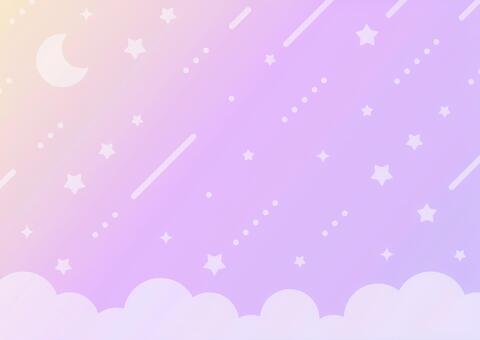 三日月と星とグラデーション背景02 星,月,背景,流れ星,幾何学,星空,グラデーション,流星,雲,空のイラスト素材