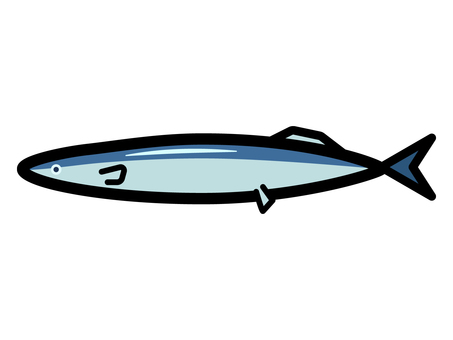 シンプルでかわいいサンマ サンマ,秋刀魚,魚,青魚,生魚,秋,9月,10月,11月,旬のイラスト素材