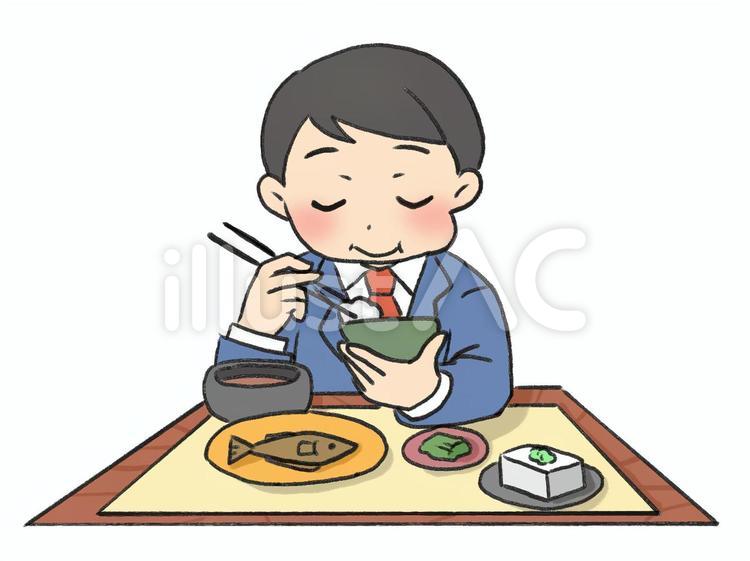 もくもくと一人で食べる人 沈黙,食事,一人のイラスト素材
