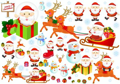 クリスマスサンタとトナカイアイコンセット クリスマス,サンタクロース,フレーム,セット,クリスマスツリー,クリスマスケーキ,フレーム枠,スノードーム,スノーボール,板のイラスト素材