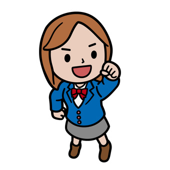 ガッツポーズする人 ガッツポーズする人 ガッツポーズ,見上げる,喜び,ポジティブ,笑顔,成功,目標,達成,女子高生,制服のイラスト素材