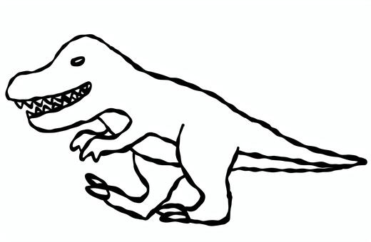 ティラノサウルスの手描き線画イラスト ティラノサウルス,恐竜,線画,手描き,シンプル,イラスト,白黒,モノクロ,アウトライン,漫画のイラスト素材