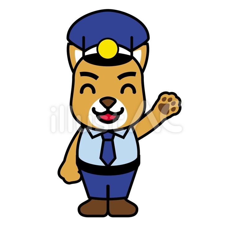 案内をしている犬の警察官のイラスト 犬,柴犬,かわいいのイラスト素材