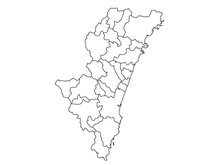 宮崎県 宮崎,県,九州,地方,都道府県,地図,マップ,白地図,日本,観光地のイラスト素材
