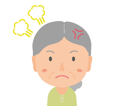 怒りっぽい高齢者女性 怒る,イライラ,短気,キレる,認知症,症状,女性,高齢者,シニア,老化のイラスト素材