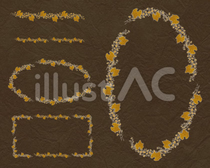 葉っぱのフレームとラインのセット