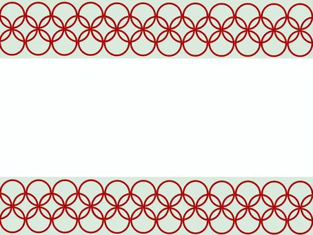 レトロな柄のフレーム2 レトロ,和柄,フレーム,丸,赤,くすみカラーのイラスト素材