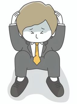 Illustration, head, to hold, squat, 