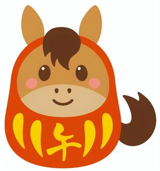 午のイラスト02 午,馬,干支,午年,だるま,お辞儀,挨拶,挿絵,ワンポイント,カットイラストのイラスト素材