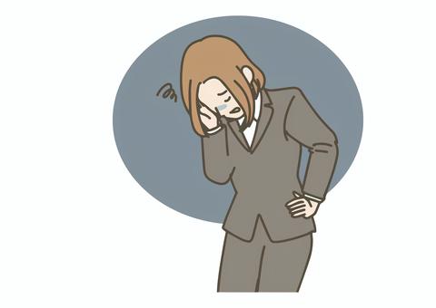 失敗して落ち込む女性 人物,ビジネス,スーツ,社会人,会社員,失敗,ミス,エラー,トラブル,困るのイラスト素材