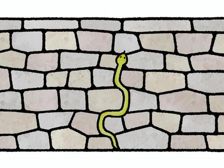 石垣を登るヘビ 石垣,ヘビ,登る,壁,石,石材,垂直,城,城壁,爬虫類のイラスト素材