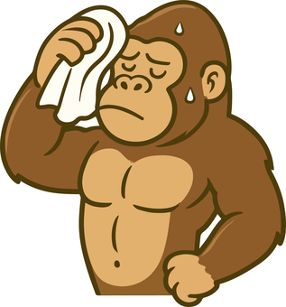 汗を拭くゴリラ ゴリラ,ムキムキ,ベクター,タオル,汗,運動,ダイエットのイラスト素材