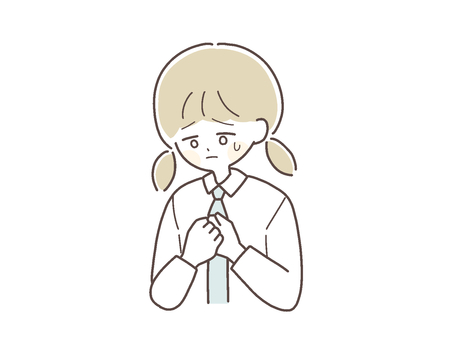 不安そうな表情の女子高校生のイラスト素材 不安,表情,女子,高校生,中学生,学生,心配,悩む,緊張,恐怖のイラスト素材