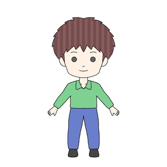 まっすぐ立つ（男性A） 全身,人物,男性,男,素材,立ち絵,白背景,フリー素材,挿絵,カットイラストのイラスト素材