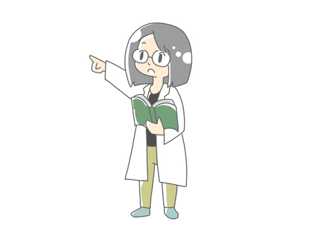 説明する眼鏡の女性 説明,解説,講義,講座,授業,科学者,教授,先生,女性,眼鏡のイラスト素材