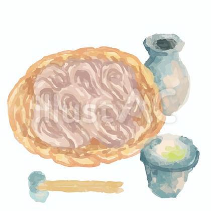 ざるそば水彩風イラスト