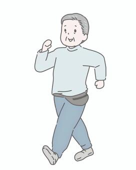 ウォーキングする高齢男性 高齢者,男性,ウォーキング,散歩,健康,運動,シニア,笑顔,おじいさん,元気のイラスト素材