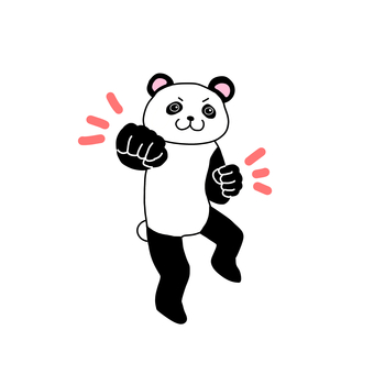 パンチするパンダ パンダ,動物,キャラ,ポップ,かわいい,殴る,パンチ,鉄拳,全身,グーパンのイラスト素材