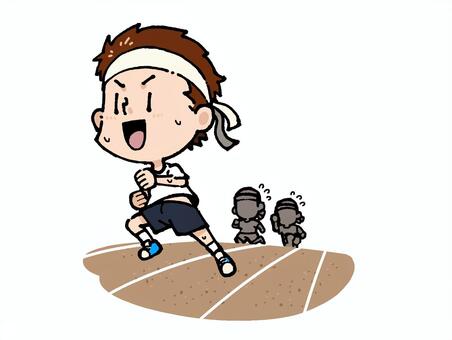 運動会で走る少年のイラスト 運動会,スポーツの秋,かけっこ,徒競走,走る,子ども,少年,男の子,子供,競走のイラスト素材
