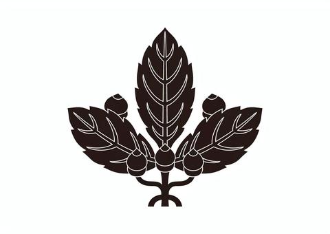 筑前宗像神社　柏紋 柏,三つ柏,三柏,柏紋,丸に三つ柏,黒,紋,ベクター,シルエット,アイコンのイラスト素材