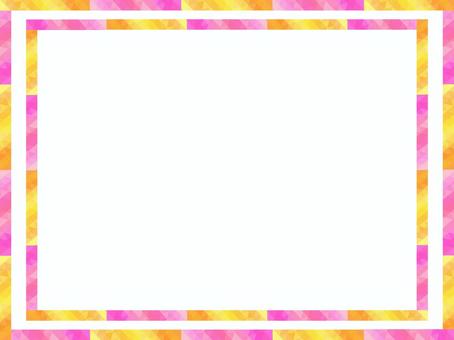 ピンクと黄色の四角フレーム51 フレーム,枠,飾り枠,四角形,長方形,ピンク,黄色,カラフル,シンプル,見出しのイラスト素材