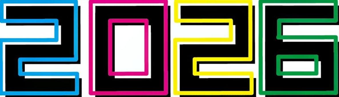 西暦2026　 西暦,2026,数字,年度,文字,カラフル,線,ポップのイラスト素材
