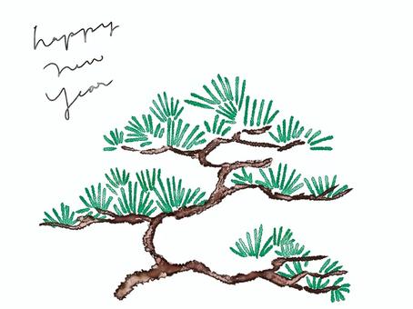 松 松,年賀状,植物,木,枝,日本,和風,和,日本画,水彩のイラスト素材