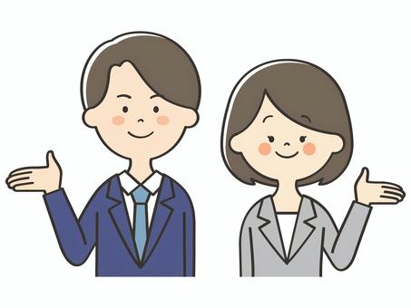 紹介するスーツの男女 紹介するスーツの男女 紹介,案内,説明,教える,紹介する,説明会,解説,アドバイス,スーツ,重要のイラスト素材