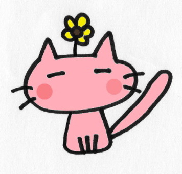 Illustration, chat, fleurs, rose, 