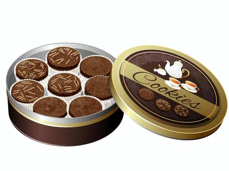 クッキー缶（アーモンドココアクッキー） クッキー缶,クッキー,缶,スイーツ,料理,食べ物,ココアクッキー,アーモンドのイラスト素材