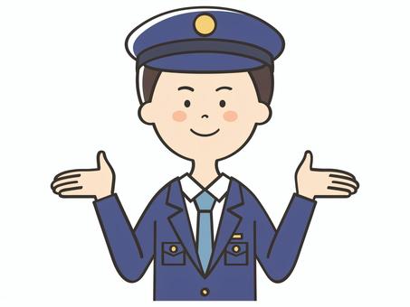 紹介する男性警察官 紹介,案内,警察官,説明,教える,紹介する,解説,アドバイス,重要,お知らせのイラスト素材