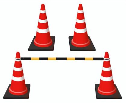 立ち入り禁止コーン白線入り 立ち入り禁止コーン白線入り コーン,立ち入り禁止,三角,白線,赤,棒,黒黄色のイラスト素材