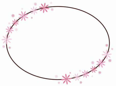 Round simple frame of pink flowers, , JPG and PNG